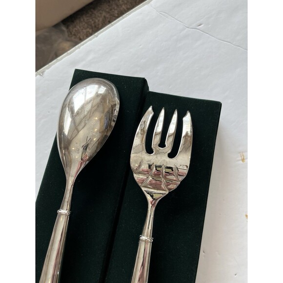 Towle Vintage Copenhagen Serving Set Silverplate Spoon and Fork IOB - Picture 6 of 12